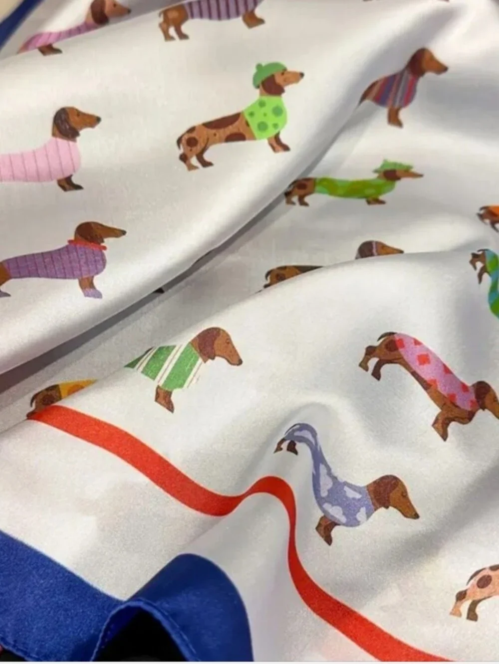 Silk-feel  Dachshund Print Pet Scarf in Multicolor Head & Neck Scarf